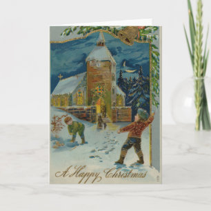 Feliz Natal - Cartão postal vintage de batalha de 