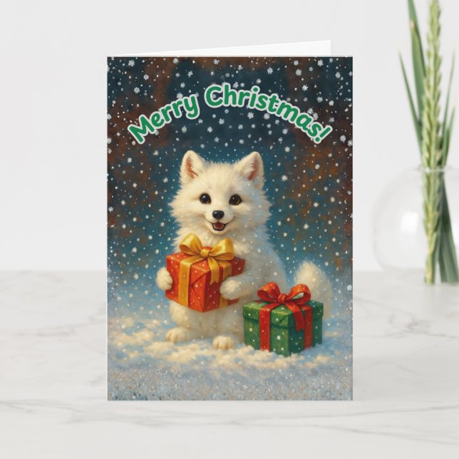Feliz Natal - Cartão Presente Raposa Ártica (Frente)
