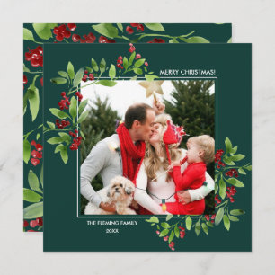 Feliz Natal. Cartões com fotos planos Berry Branch