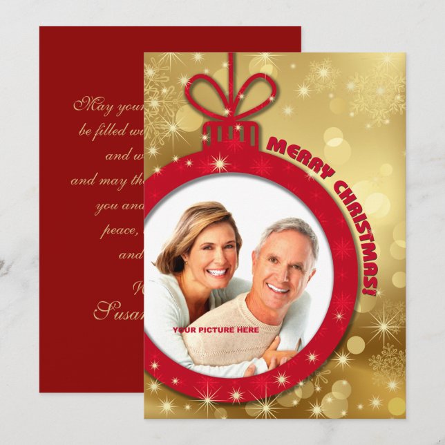 Feliz Natal. Cartões de foto de Natal Personalizad (Frente/Verso)