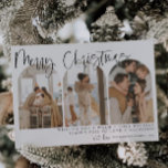 Feliz Natal Cartões de natal de Fotografias do Arc<br><div class="desc">Este cartão de feriado apresenta uma bela fonte de caligrafia emparelhada com uma simples fonte sans serif. Este maravilhoso e moderno cartão de Natal mínimo permite que três seções separadas façam o upload de suas próprias fotos perfeitas para a fonte.</div>