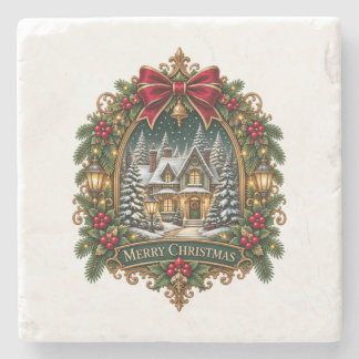 Feliz Natal Casa de Campo com Neve Porta-copos de