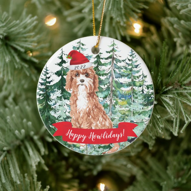 Feliz Natal Cavapoo Cachorro Enfeite de Natal (Árvore)