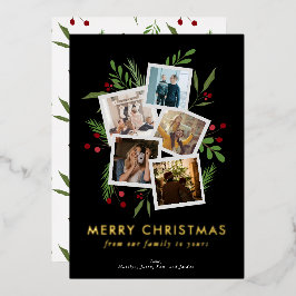 Feliz Natal Collage Black Modern Holly