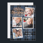 Feliz Natal Collage Cartão com fotos Azul Xadrez<br><div class="desc">O Cartão com fotos de Xadrez Azul de Colagem de Ano Novo é perfeito para enviar alegria de Natal este ano. O design de quatro fotos permite uma colagem personalizada. Considere a versão digital deste cartão Feriado de Natal Foto Feliz, onde você pode baixar seu arquivo de cartão e impresso...</div>