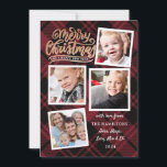 Feliz Natal Collage Xadrez Vermelha Cartão com fot<br><div class="desc">O Cartão com fotos da Xadrez Vermelha de Colagem de Ano Novo é perfeito para enviar alegria de Natal este ano. O design de quatro fotos permite uma colagem personalizada. Considere a versão digital deste cartão Feriado de Natal Foto Feliz, onde você pode baixar seu arquivo de cartão e impresso...</div>