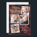 Feliz Natal Collage Xadrez Vermelha Cartão com fot<br><div class="desc">O Cartão com fotos da Xadrez Vermelha de Colagem de Ano Novo é perfeito para enviar alegria de Natal este ano. O design de quatro fotos permite uma colagem personalizada. Considere a versão digital deste cartão Feriado de Natal Foto Feliz, onde você pode baixar seu arquivo de cartão e impresso...</div>
