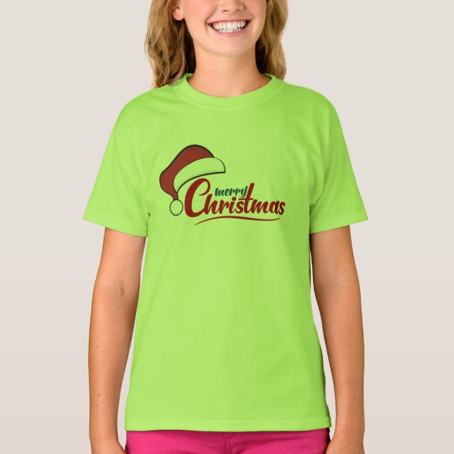 Feliz Natal com a camiseta Santa Hat (Frente)