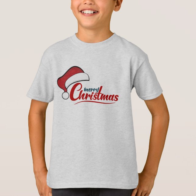 Feliz Natal com a camiseta Santa Hat (Frente)