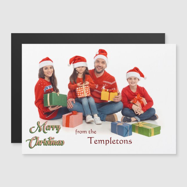 Feliz Natal com a Foto da Família (Frente/Verso)