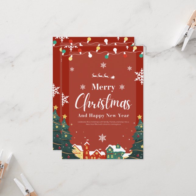 Feliz Natal com Convite Vermelho de Decoração (Frente/Verso In Situ)
