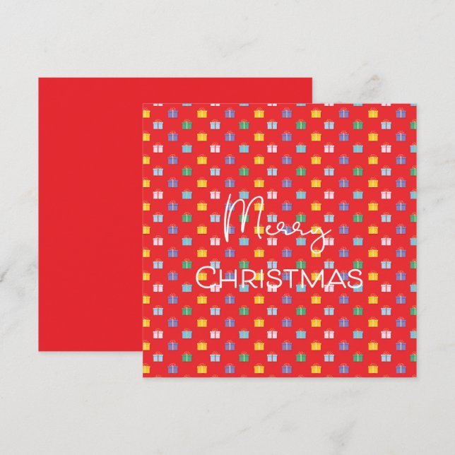 Feliz Natal com o Presente Vermelho Moderno (Frente/Verso)