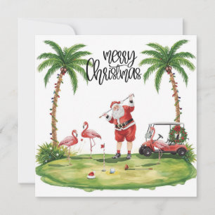 Feliz Natal com Papai Noel e flamingo
