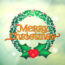 Feliz Natal com Wreath e Flocos de Neve