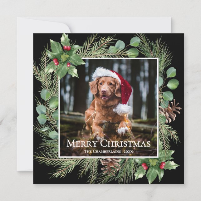 Feliz Natal Coroa de Fotos de Animais de Estimação (Frente)