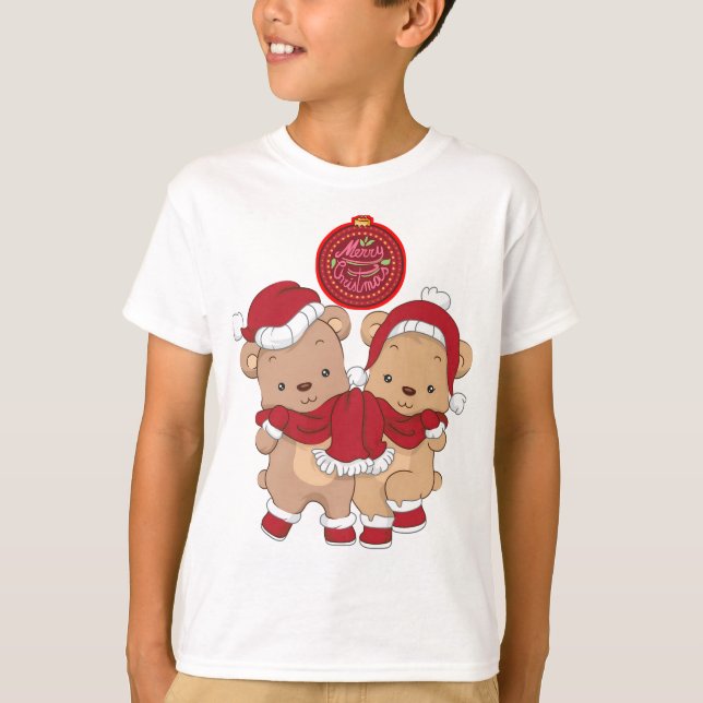 Feliz Natal Crianças Básicas de Camisa (Frente)