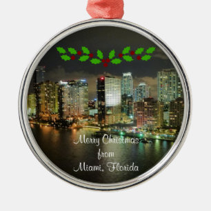 Feliz Natal de Miami, Flórida - Ornamento de Metal