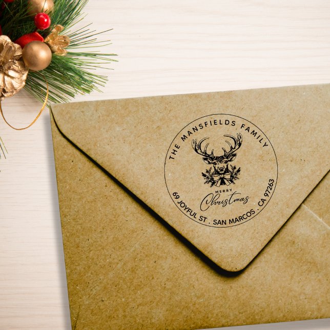 Feliz Natal Deer de volta Endereço Carimbo (Criador carregado)