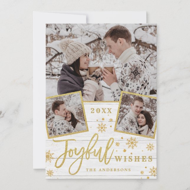 Feliz Natal Deseja 3 Cartões de natal FOTO (Frente)