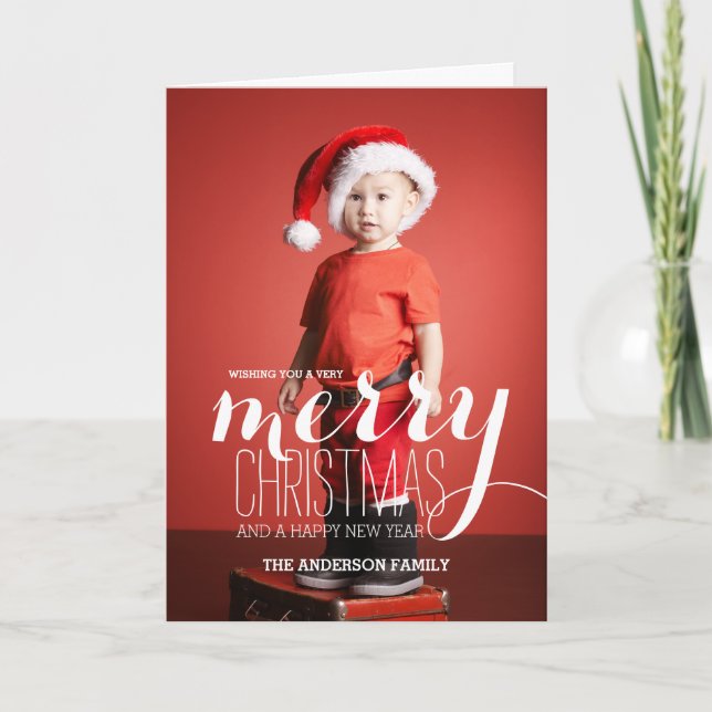 Feliz Natal Deseja Um Cartão De Saudação De Foto D (Frente)