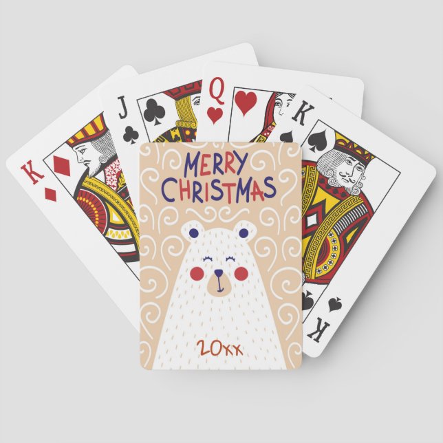 Feliz Natal/Design de Urso/Cartas de Baralho (Verso)