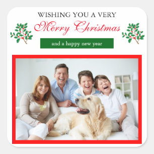 Feliz Natal do azevinho - etiqueta quadrada