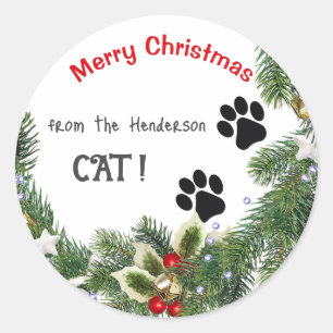 Feliz Natal do Selo de Envelope Adesivo de Gato