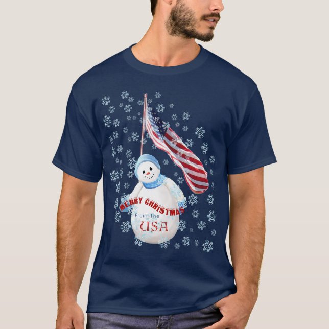 Feliz Natal do t-shirt do boneco de neve dos EUA (Frente)