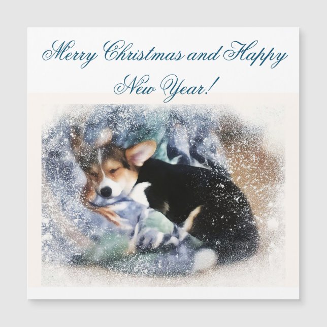 Feliz Natal Dormindo Corgi Puppy (Frente)