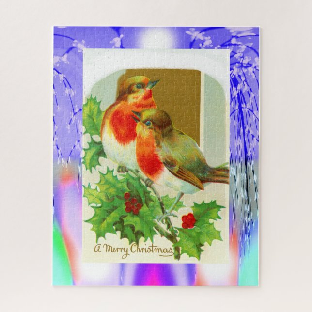Feliz Natal dos robins Quebra-cabeça (Vertical)