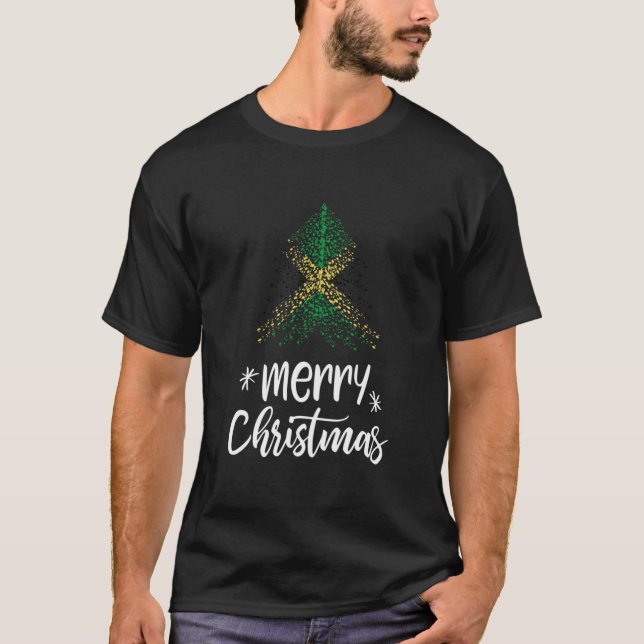 Feliz Natal e bandeira da Jamaica T-Shirt (Frente)