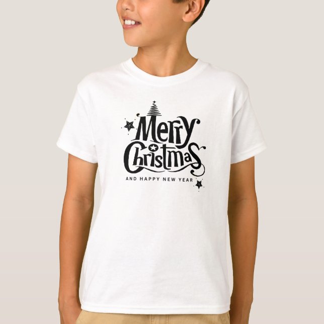 Feliz Natal e Feliz ano novo T-Shirt (Frente)