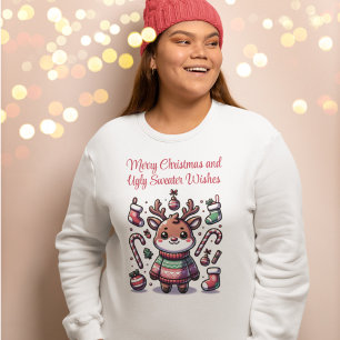 Feliz Natal e Suéter Feio Deseja Reindeer