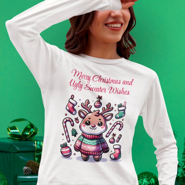 Feliz Natal e Suéter Feio Deseja Reindeer (Criador carregado)