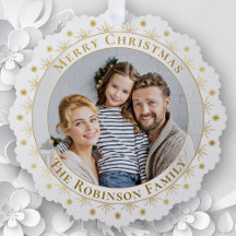 Feliz Natal Elegante Faux Dourada Family Foto