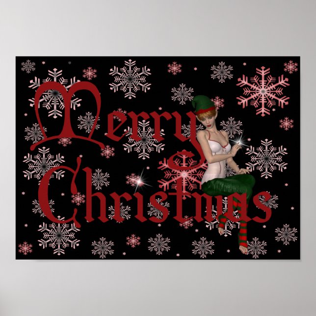 Feliz Natal Elf Design 1 - Impressão de Natal (Frente)