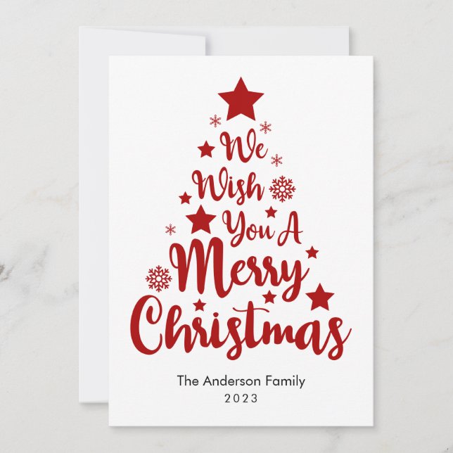 Feliz Natal Em Forma De Árvore Em Cartão De Natal  (Frente)