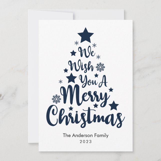 Feliz Natal Em Forma De Árvore No Cartão De Natal  (Frente)