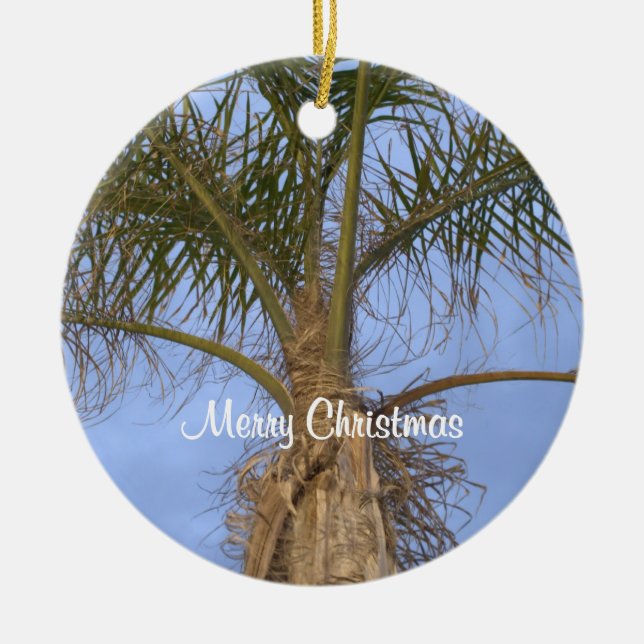Feliz Natal Enfeite de Árvore de Palmeira PERSONAL (Frente)