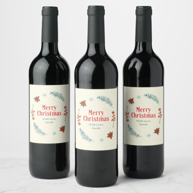 Feliz Natal - Etiquetas de Vinho Personalizadas (Garrafas)