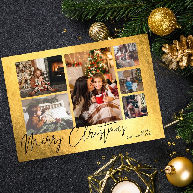 Feliz Natal Faux Gold Foil Multi Photo (Criador carregado)