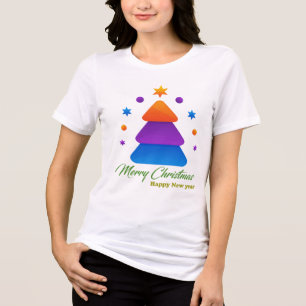 Feliz Natal Feliz Ano Novo Camiseta Tri-Blend Femi