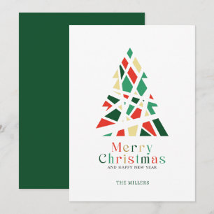 Feliz Natal Feliz Ano Novo cartão de árvore 