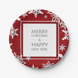 Feliz Natal/Feliz Ano Novo Pratos de Papel 7”