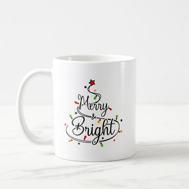 Feliz Natal, feliz e Brilho, caneca de natal (Esquerda)