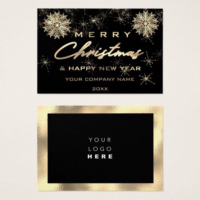 Feliz Natal Feliz Nome Logotipo Dourado (Frente & Verso)
