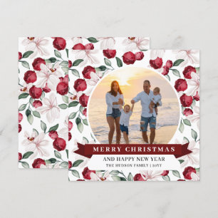 Feliz Natal Feriado de Foto Floral Moderno