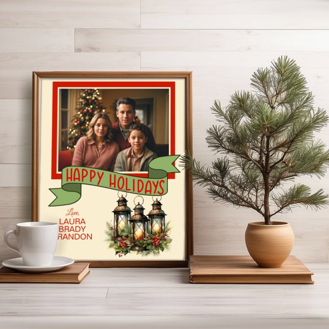 Feliz Natal Férias Lanternas Personalizadas Foto (Criador carregado)