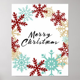 Feliz Natal - Floco de Neve Wreath - Poster