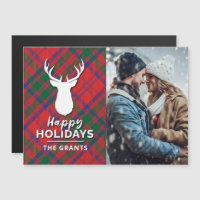 Feliz Natal Foto da Xadrez Vermelha Moderna